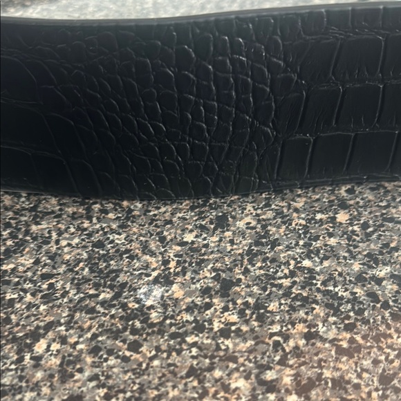 All Saints Black Croc Embossed Belt with Silver Buckle - Picture 3 of 10